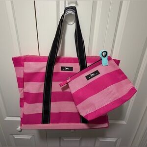 Scout Pink on Pink Striped Tote and Accessory Bag
